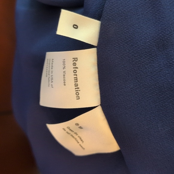 Reformation Sleeveless Navy Blue Flirty Nikita Shoulder Tie Crepe Midi Dress - Picture 7 of 7